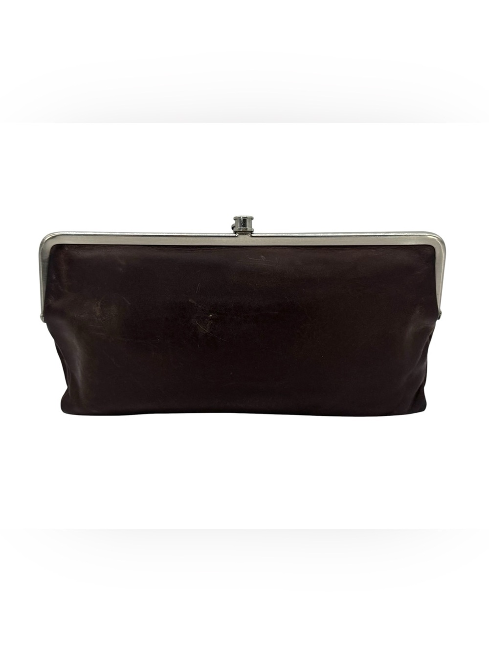 HOBO Dark Brown Leather Frame Wallet with ID Window - Picture 3 of 10